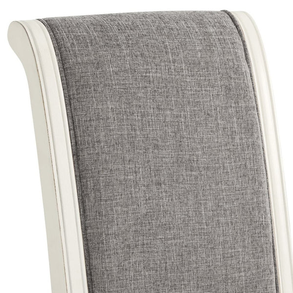 English Elm Belleza French Country Upholstered Dining Chairs Rolled High Back Gray Fabric Set of 2 T2574P164578
