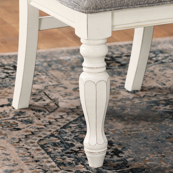 English Elm Belleza French Country Upholstered Dining Chairs Rolled High Back Gray Fabric Set of 2 T2574P164578