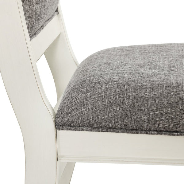 English Elm Belleza French Country Upholstered Dining Chairs Rolled High Back Gray Fabric Set of 2 T2574P164578