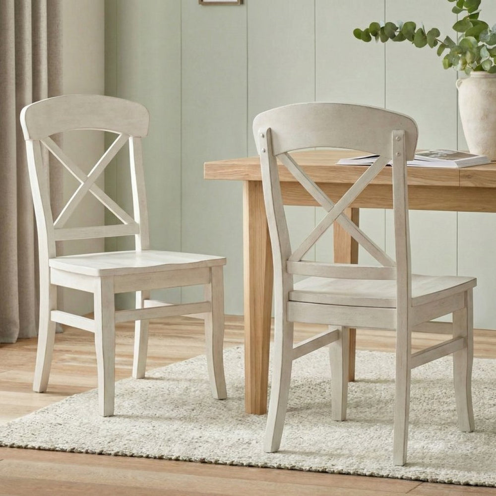 English Elm Harola X-back Solid Hardwood Dining Chairs Farmhouse Cottage Style Set of Two T2574P164579