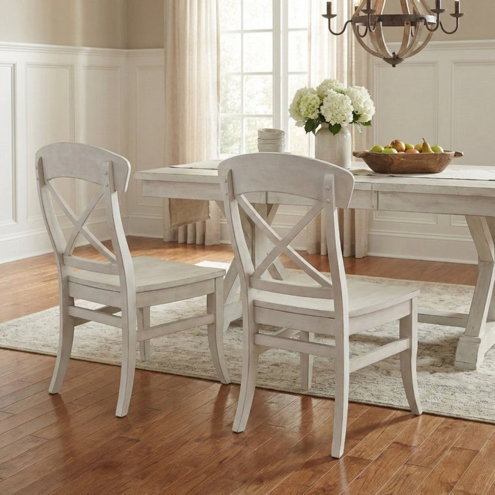 English Elm Harola X-back Solid Hardwood Dining Chairs Farmhouse Cottage Style Set of Two T2574P164579