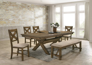 English Elm Raven X-Back Armless Dining Chairs Rubberwood Set of 2 Farmhouse Tan Fabric T2574P164580