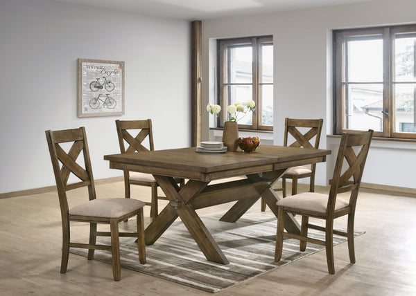 English Elm Raven X-Back Armless Dining Chairs Rubberwood Set of 2 Farmhouse Tan Fabric T2574P164580