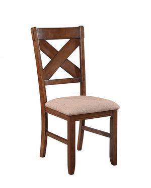 English Elm Karven Rubberwood X-Back Dining Chairs Set of 2 Farmhouse Style with Padded Tan Seat T2574P164581