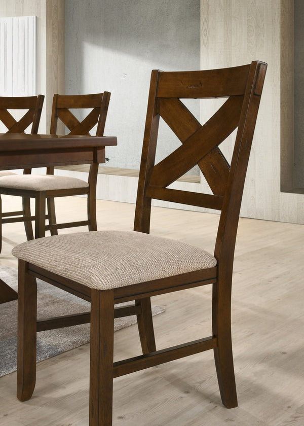 English Elm Karven Rubberwood X-Back Dining Chairs Set of 2 Farmhouse Style with Padded Tan Seat T2574P164581