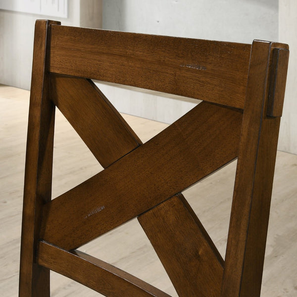 English Elm Karven Rubberwood X-Back Dining Chairs Set of 2 Farmhouse Style with Padded Tan Seat T2574P164581