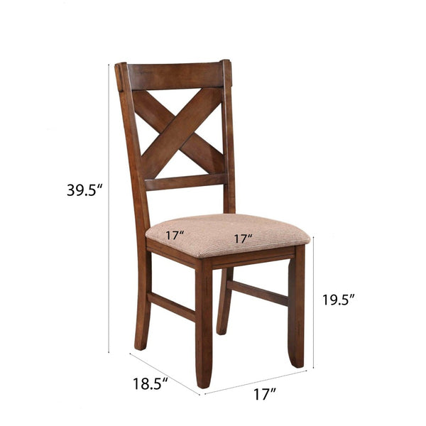 English Elm Karven Rubberwood X-Back Dining Chairs Set of 2 Farmhouse Style with Padded Tan Seat T2574P164581