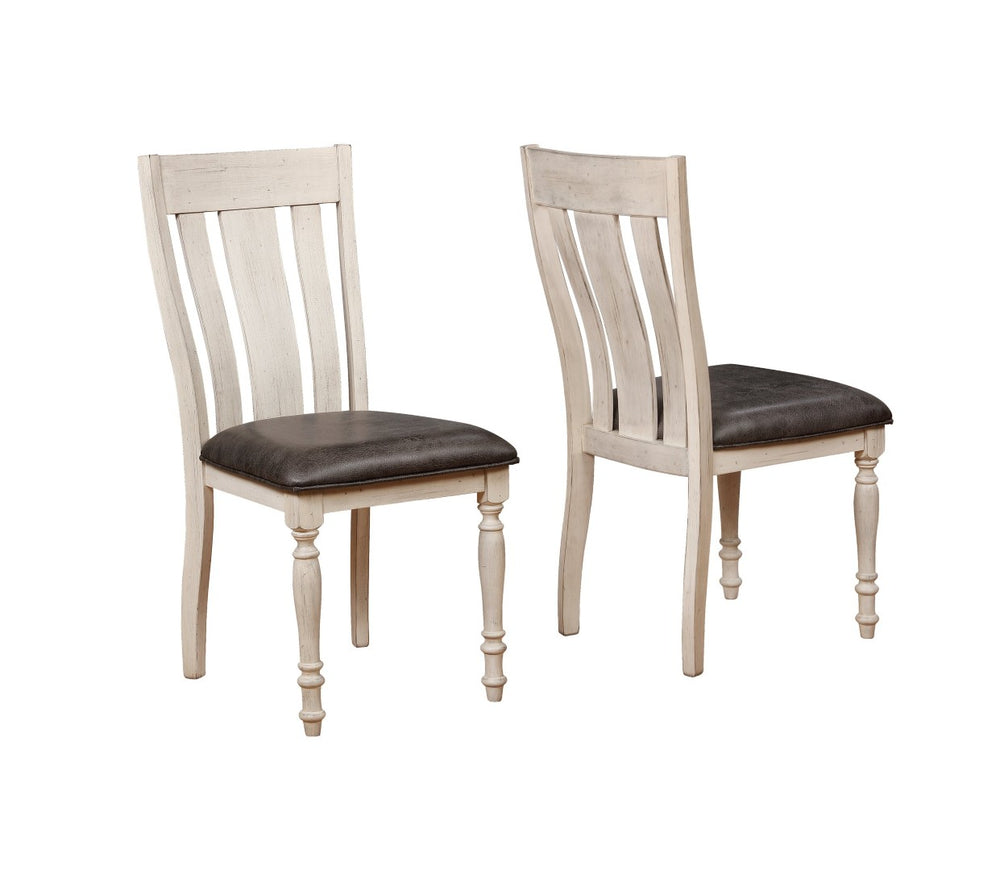 English Elm Arch Farmhouse Turned Leg Wood Dining Chairs with Double X Back Set of 2 T2574P164582