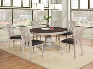 English Elm Arch Farmhouse Turned Leg Wood Dining Chairs with Double X Back Set of 2 T2574P164582