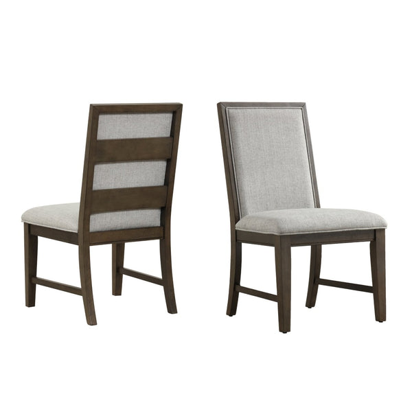 English Elm Aberll Rubberwood Upholstered Dining Chairs Set of 2 with Ladder Back Gray Fabric T2574P164584
