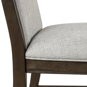 English Elm Aberll Rubberwood Upholstered Dining Chairs Set of 2 with Ladder Back Gray Fabric T2574P164584