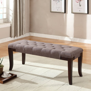 English Elm Linon Hand-tufted Cotton Upholstered Bench with Espresso Legs for Bedroom or Foyer T2574P164587