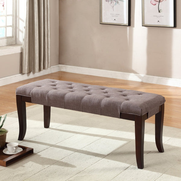 English Elm Linon Hand-tufted Cotton Upholstered Bench with Espresso Legs for Bedroom or Foyer T2574P164587
