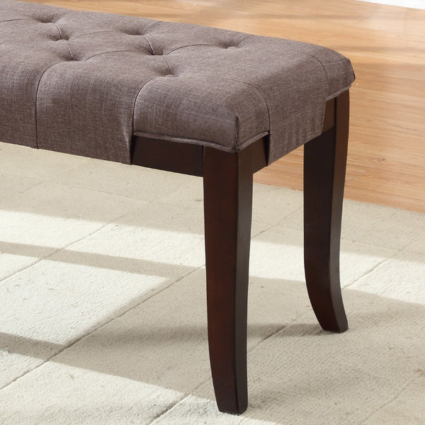 English Elm Linon Hand-tufted Cotton Upholstered Bench with Espresso Legs for Bedroom or Foyer T2574P164587