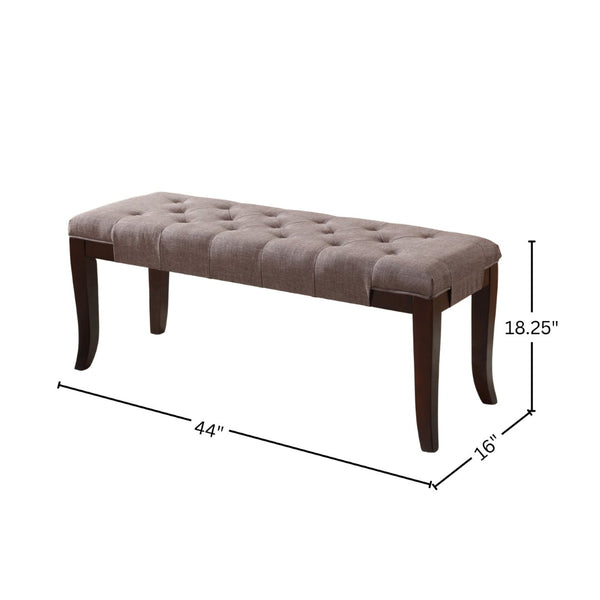 English Elm Linon Hand-tufted Cotton Upholstered Bench with Espresso Legs for Bedroom or Foyer T2574P164587