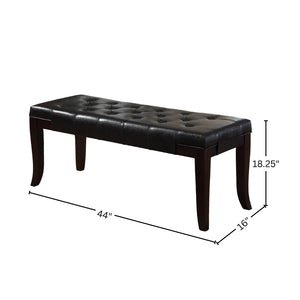 English Elm Linon Button Tufted Faux Leather Upholstered Bench with Tapered Legs for Bedroom Entry T2574P164588