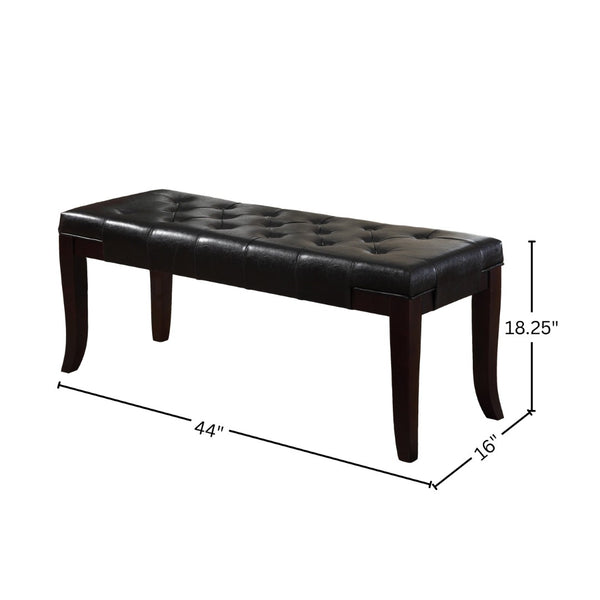 English Elm Linon Button Tufted Faux Leather Upholstered Bench with Tapered Legs for Bedroom Entry T2574P164588