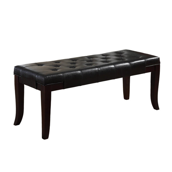 English Elm Linon Button Tufted Faux Leather Upholstered Bench with Tapered Legs for Bedroom Entry T2574P164588