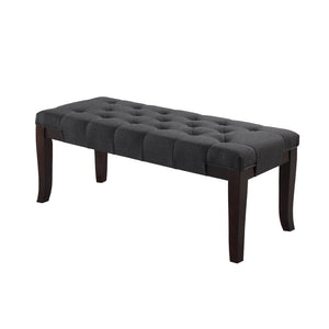 English Elm Linon Hand-tufted Gray Cotton Upholstered Bench with Espresso Tapered Wood Legs T2574P164589