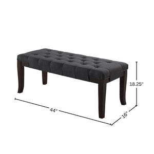 English Elm Linon Hand-tufted Gray Cotton Upholstered Bench with Espresso Tapered Wood Legs T2574P164589