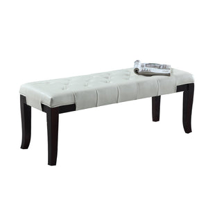 English Elm Linon Button Tufted Faux Leather Upholstered Bench with Espresso Tapered Legs Bedroom T2574P164591