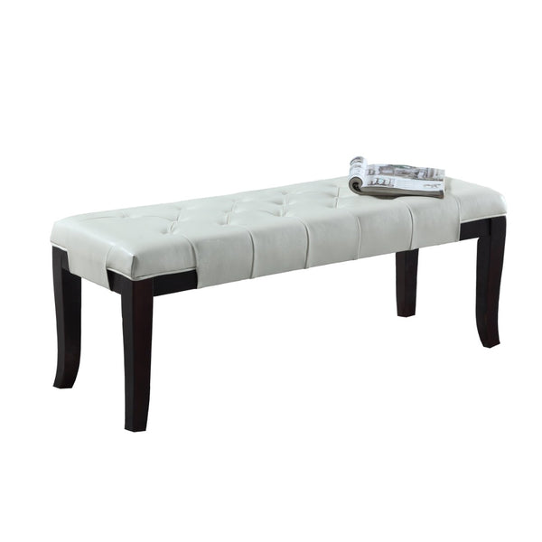 English Elm Linon Button Tufted Faux Leather Upholstered Bench with Espresso Tapered Legs Bedroom T2574P164591