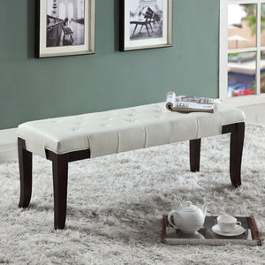 English Elm Linon Button Tufted Faux Leather Upholstered Bench with Espresso Tapered Legs Bedroom T2574P164591