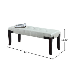 English Elm Linon Button Tufted Faux Leather Upholstered Bench with Espresso Tapered Legs Bedroom T2574P164591