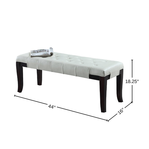 English Elm Linon Button Tufted Faux Leather Upholstered Bench with Espresso Tapered Legs Bedroom T2574P164591