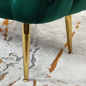 English Elm Sira Emerald Velvet Tufted Bench with Gleaming Gold Legs for Bedroom or Entryway T2574P164598