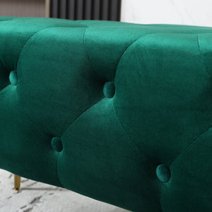 English Elm Sira Emerald Velvet Tufted Bench with Gleaming Gold Legs for Bedroom or Entryway T2574P164598