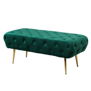 English Elm Sira Emerald Velvet Tufted Bench with Gleaming Gold Legs for Bedroom or Entryway T2574P164598