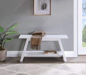 English Elm Elyz Farmhouse Solid Pine Wood Entryway Bench with Lower Shelf in White Finish T2574P164602