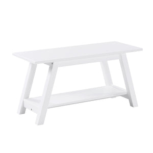 English Elm Elyz Farmhouse Solid Pine Wood Entryway Bench with Lower Shelf in White Finish T2574P164602
