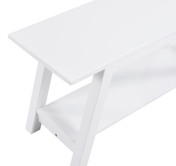 English Elm Elyz Farmhouse Solid Pine Wood Entryway Bench with Lower Shelf in White Finish T2574P164602
