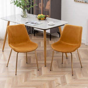 English Elm Aufurr Velvet High Back Dining Chair Set with Gold Metal Legs for Glam Rooms Gold T2574P164605