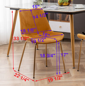 English Elm Aufurr Velvet High Back Dining Chair Set with Gold Metal Legs for Glam Rooms Gold T2574P164605