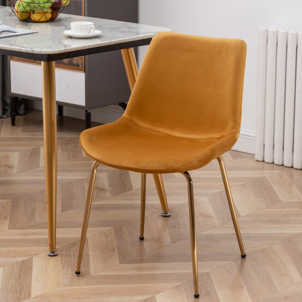 English Elm Aufurr Velvet High Back Dining Chair Set with Gold Metal Legs for Glam Rooms Gold T2574P164605