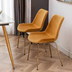 English Elm Aufurr Velvet High Back Dining Chair Set with Gold Metal Legs for Glam Rooms Gold T2574P164605