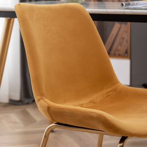 English Elm Aufurr Velvet High Back Dining Chair Set with Gold Metal Legs for Glam Rooms Gold T2574P164605