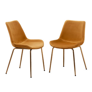 English Elm Aufurr Velvet High Back Dining Chair Set with Gold Metal Legs for Glam Rooms Gold T2574P164605