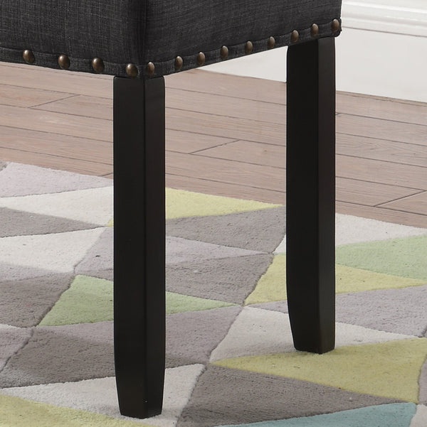 English Elm Biony Upholstered Dining Bench Linen Cotton Seat Nailhead Trim Hardwood Legs Grey T2574P164611