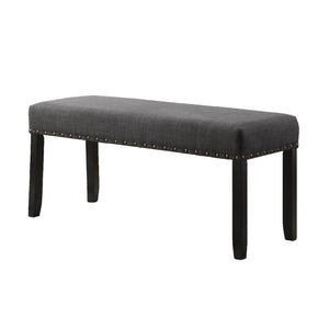 English Elm Biony Upholstered Dining Bench Linen Cotton Seat Nailhead Trim Hardwood Legs Grey T2574P164611