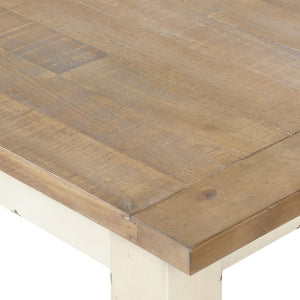 English Elm Prato Solid Rubberwood Dining Bench with Distressed Oak Seat and Turned Farmhouse Legs White T2574P164614