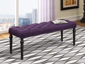 English Elm Leviton Button Tufted Polyester Upholstered Bench Turned Legs Oak Wood Dining Room T2574P164617
