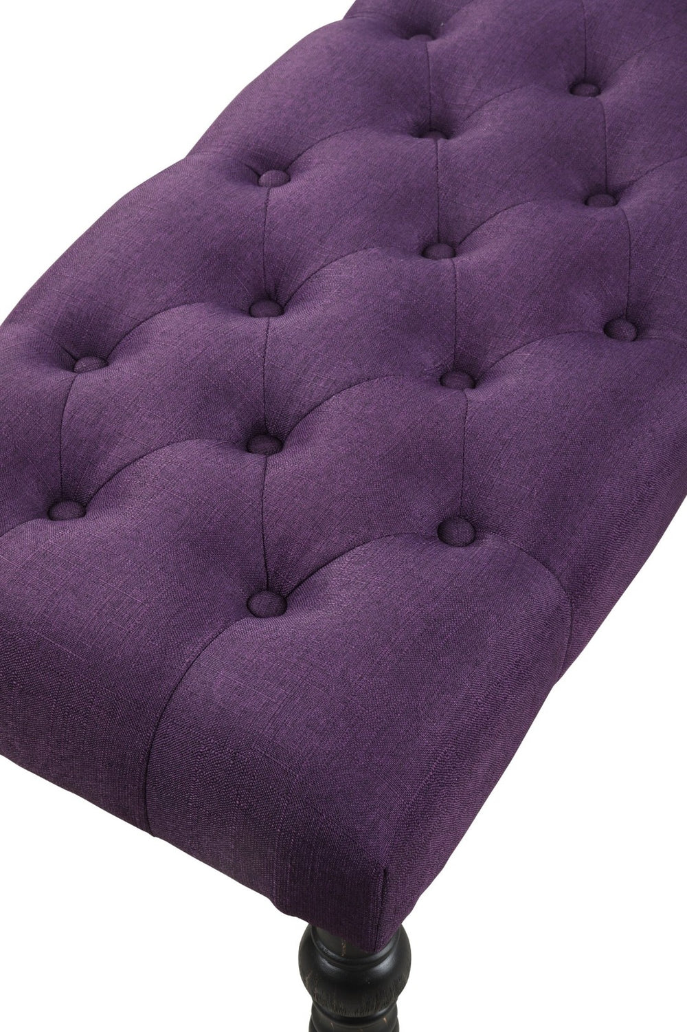 English Elm Leviton Button Tufted Polyester Upholstered Bench Turned Legs Oak Wood Dining Room T2574P164617