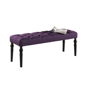 English Elm Leviton Button Tufted Polyester Upholstered Bench Turned Legs Oak Wood Dining Room T2574P164617