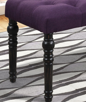 English Elm Leviton Button Tufted Polyester Upholstered Bench Turned Legs Oak Wood Dining Room T2574P164617