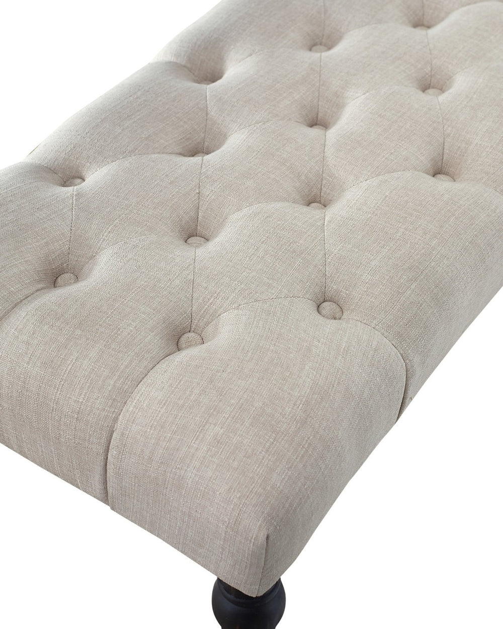 English Elm Leviton Button Tufted Upholstered Dining Bench Solid Wood Turned Legs Oak Finish Tan T2574P164618