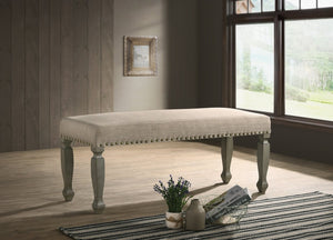 English Elm Breda Nailhead Trim Upholstered Bench with Antique Gray Wood Frame for Entryway T2574P164619